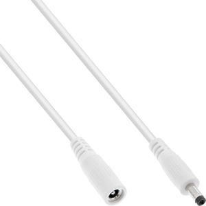 InLine - DC-verlengkabel, universele voedingsverlengkabel voor ledstrips, bewakingscamera's, printers, routers, switches en nog veel meer, DC stekker/bus 4,0 x 1,7 mm, wit, 0,5 m
