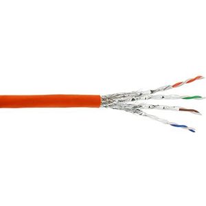 InLine® Installatiekabel Cat.7a, S/FTP (PiMF) 4x2x0,58 AWG23, 1200MHz, B2ca halogeenvrij, oranje, 10m