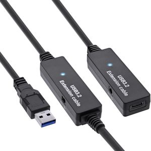 InLine® USB 3.2 Gen.1 actieve verlenging, USB-A stekker naar USB-C aansluiting, 15 m