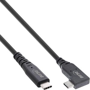 InLine® USB4-kabel, USB-C, eenzijdig gehoekt, PD 240W, 8K60Hz, TPE zwart, 2m