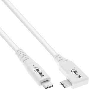 InLine USB-C Kabel - USB4 - Een kant haaks - 240W PD - 0,5 meter - Wit