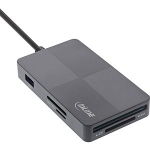 InLine - Multi Cardreader Hub - Grijs - USB 3.2 - 3 USB-A Poorten