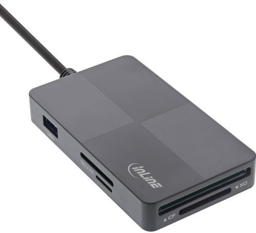 InLine - Multi Cardreader Hub - Grijs - USB 3.2 - 3 USB-A Poorten