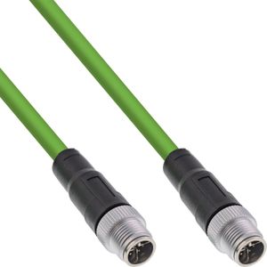 InLine Câble réseau industriel M12 8 broches X-codé mâle/mâle Cat.6A PUR, Ethernet M12, 8 broches, 3 m, 40503