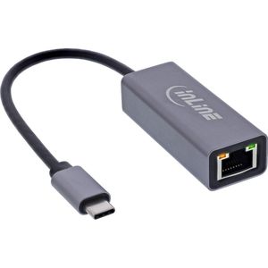 InLine USB 3.2 Netzwerkadapter Kabel (USB-C, RJ45/LAN (1x)), Netwerkadapter, Grijs