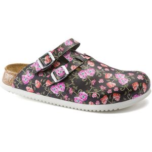 Birkenstock - Clog Kay Superlauf, Birko-Flor, Blooming Roses Black, schmal, Gr. 38