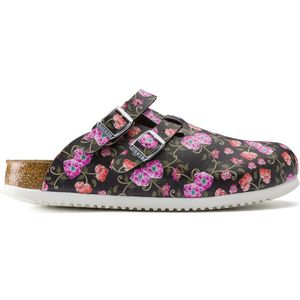 Clog Kay Superlauf, Birko-Flor, Paisley Black/White, schmal, Gr. 37 - Birkenstock