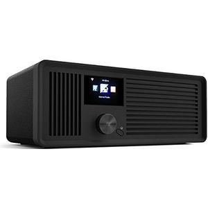 sky vision DAB 70 – Stereo DAB+ internetradio (FM FM, WLAN-geschikt, met AUX-aansluiting plus kabel, digitale radio-wekker, met afstandsbediening), zwart
