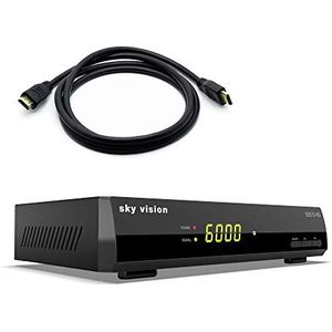 Sky Vision Digitale SAT-ontvanger HD 500 S-HD + 3 m HDMI-kabel, HDMI-ontvanger voor satelliet, digitale satellietontvanger, HD met DVB-S2, satellietontvanger, HDMI & SCART, HD satellietontvanger voor SAT-HDTV