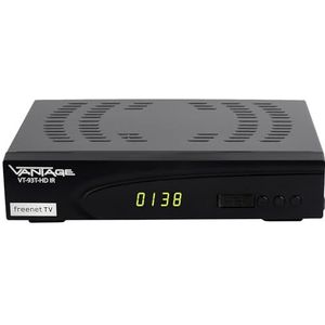 Vantage VT-93 C/T-HD universele combo-ontvanger voor de ontvangst van kabel- en DVB-T2-signalen, PVR-functie, USB-multimedia, freenet TV, EPG, Time Shift, meertalige menunavigatie, zwart