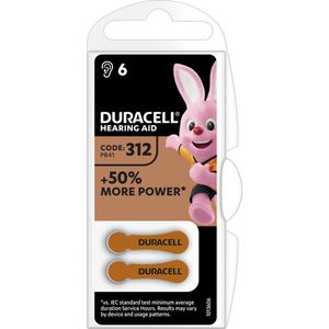 DURACELL Zinc Air-Knopfzelle Typ 312, 1.45V, Activair, 6 Stück