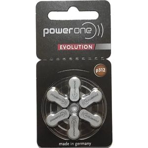 Power one Evolution P312 - hoortoestel batterijen met bruine sticker