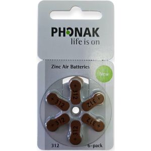 Phonak - Hoortoestelbatterijen Type P312 - Bruin - 6 Stuks