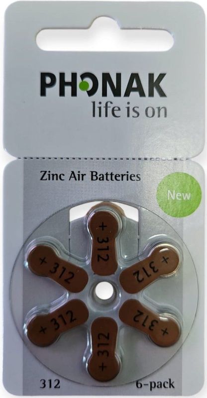 Phonak - Hoortoestelbatterijen Type P312 - Bruin - 6 Stuks