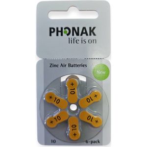 Phonak - P10 - Hoortoestelbatterijen - Gele Sticker
