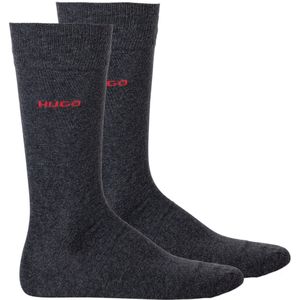 HUGO - Regular Socks - Uni - Donker Grijs - Katoenmix - Set van 2 Paar
