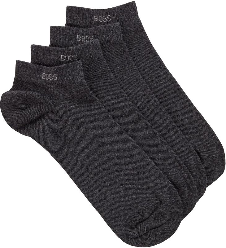 BOSS - Ankle Socks - Enkelsokken - Donker Grijs - Katoenmix - Set van 2 Paar