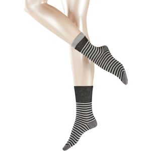 ESPRIT - Fold Stripe W - Damessokken - Zwart - 1 stuk