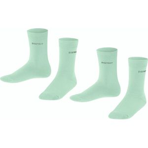 ESPRIT - Kids Foot Logo - Sokken - Groen - 2-Pack - Ademend Biologisch Katoen