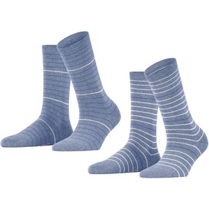 ESPRIT - Fine Stripe - Damessokken - Grijs - 2 Paar - Biologisch Katoen