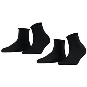 Esprit Cozy Dot 2 paar korte sokken van fijn scheerwol, effen, zwart (3000), 35 - 38 EU, zwart (3000)