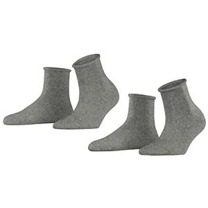 Esprit Cozy Dot 2 paar korte sokken van fijn scheerwol, effen, grijs (Silver 3290), 35-38 EU, grijs (Silver 3290)