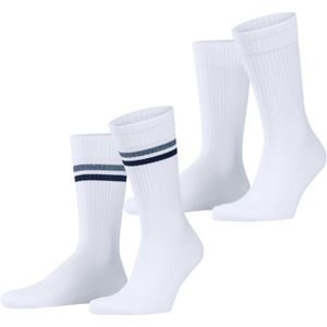 Esprit - Tennis Stripe 2-Pack - Gedessineerd Katoen - Wit - Heren Sokken