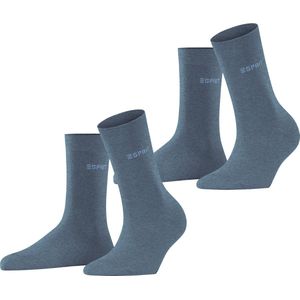 ESPRIT Uni 2-Pack W SO katoen, effen, 2 paar damessokken (2 stuks), Lichtblauw denim 6660, 35-38