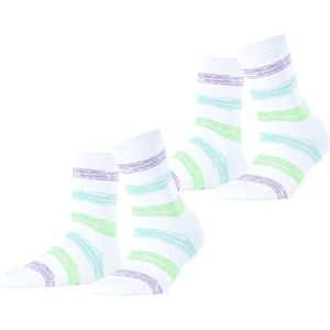 ESPRIT - Brushed Stripes - Sokken - Wit - Multipack 2 Paar