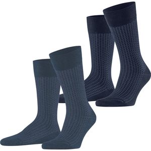 ESPRIT - Illusional Grid - Heren Sokken - Blauw Navy Blue Mix - Multipack van 2 paar