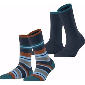 ESPRIT - Retro Stripe - Dames Sokken - Blauw - Multipack van 2 paar