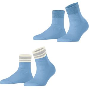 Esprit - Retro Glitter - Gedessineerd Katoen - Blauw - 2-Pack Sokken Dames