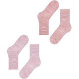 ESPRIT Dames Sokken Allover Stripe Multipack W So katoen gedessineerd 2 paar, Veelkleurig Pink Red 0230, 35-38