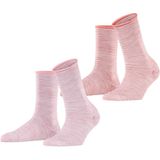 ESPRIT Dames Sokken Allover Stripe Multipack W So katoen gedessineerd 2 paar, Veelkleurig Pink Red 0230, 35-38