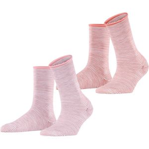 ESPRIT Dames Sokken Allover Stripe Multipack W So katoen gedessineerd 2 paar, Veelkleurig Pink Red 0230, 35-38