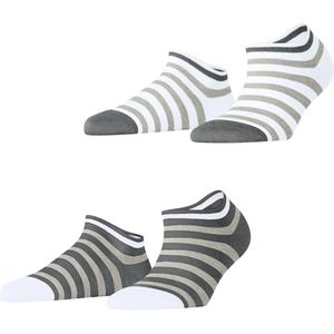 ESPRIT Dames Korte sokken Bold Stripes Multipack W Sn katoen kort gedessineerd 2 paar, Veelkleurig Brown White 0050, 35-38