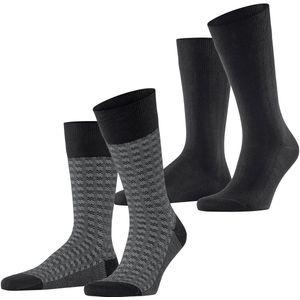 ESPRIT Heren Sokken Houndstooth Multipack M So katoen gedessineerd 2 paar, Zwart Black 3000, 39-42