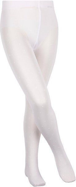 FALKE Romantic Dot dun gedessineerd materiaal 30 DEN panty kinderen wit - maat 110-116