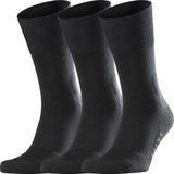 FALKE Run 3 Pack anatomische pluche zool katoen multipack sokken unisex zwart