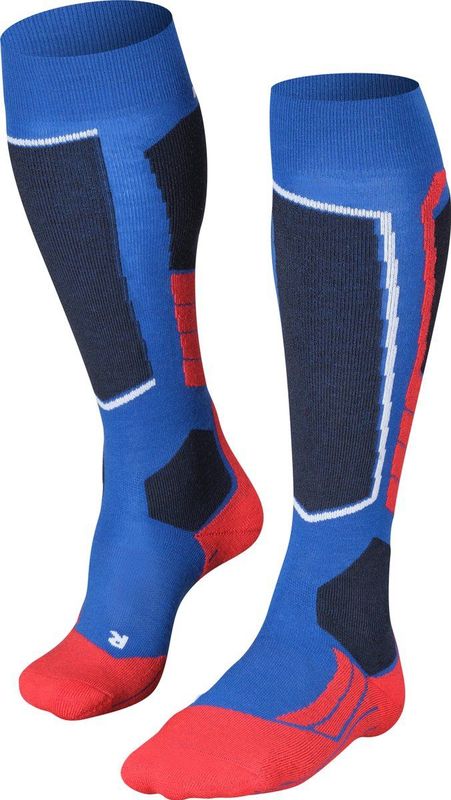 FALKE SK2 Skisokken anti blaren, medium padding merinowol wintersportsokken heren blauw - Maat 39-41
