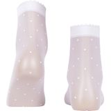 FALKE Dot mat met patroon ultra transparant 15 Denier pantysokken dames wit - Maat 35-38