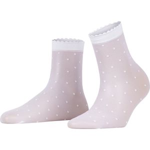FALKE Dot mat met patroon ultra transparant 15 Denier pantysokken dames wit - Maat 35-38