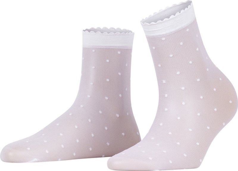 FALKE Dot mat met patroon ultra transparant 15 Denier pantysokken dames wit - Maat 35-38