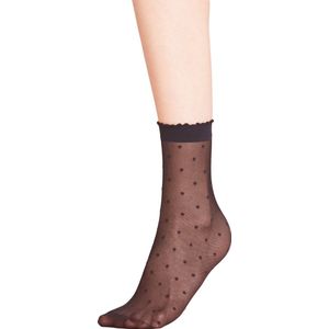 FALKE Dot mat met patroon ultra transparant 15 Denier pantysokken dames zwart - Maat 35-38