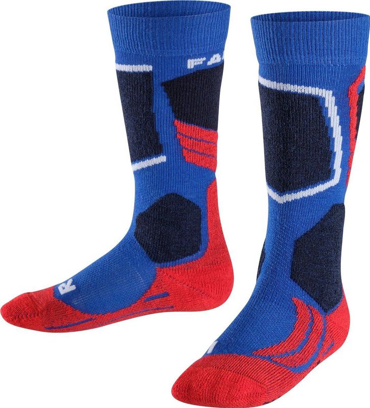 FALKE SK2 Skisokken anti blaren, medium padding merinowol sportsokken kinderen blauw - Maat 23-26