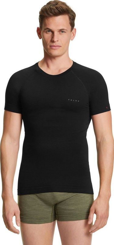 FALKE Thermoshirt - Wool-Tech Light - Zwart - Slim-Fit - Korte Mouwen
