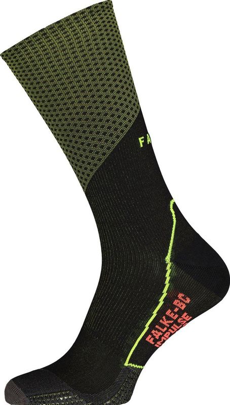 FALKE - BC Impulse - Fietssokken - Zwart-Neon Geel - Innovatief Mesh Breiwerk