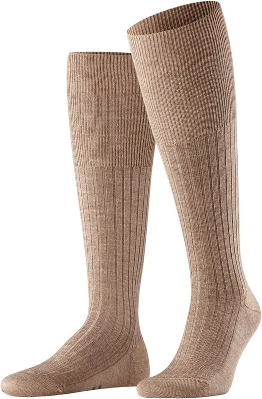 FALKE - Bristol Pure - Kniekousen - Bruin - Maat 43-44 - Effen Geribd Wol