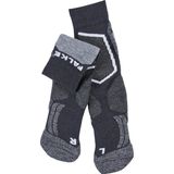 FALKE SK2 Skisokken anti blaren, medium padding merinowol sportsokken kinderen zwart - Maat 23-26
