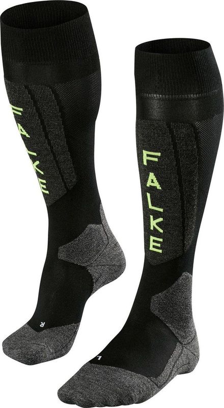 FALKE SK5 warm dun wol functioneel materiaal skisokken heren zwart - maat 39-41